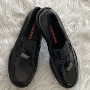 Prada Vibram Black Leather Loafers